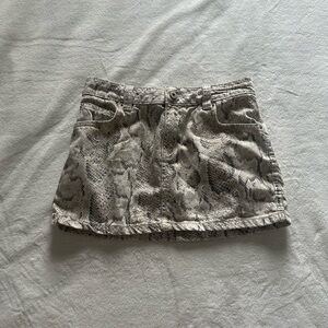 Bershka Gray Snake Print Mini Skirt